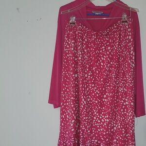 Southern Lady Pink and White 2 piece shirt and skirt
